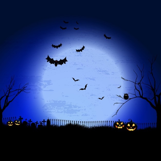 Vector gratuito fondo de paisaje fantasmagórico de halloween
