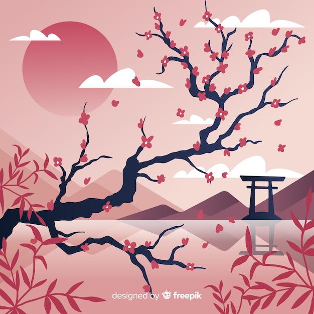 Fondo paisaje flor de cerezo