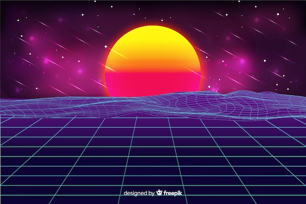 Fondo de paisaje futurista estilo retro