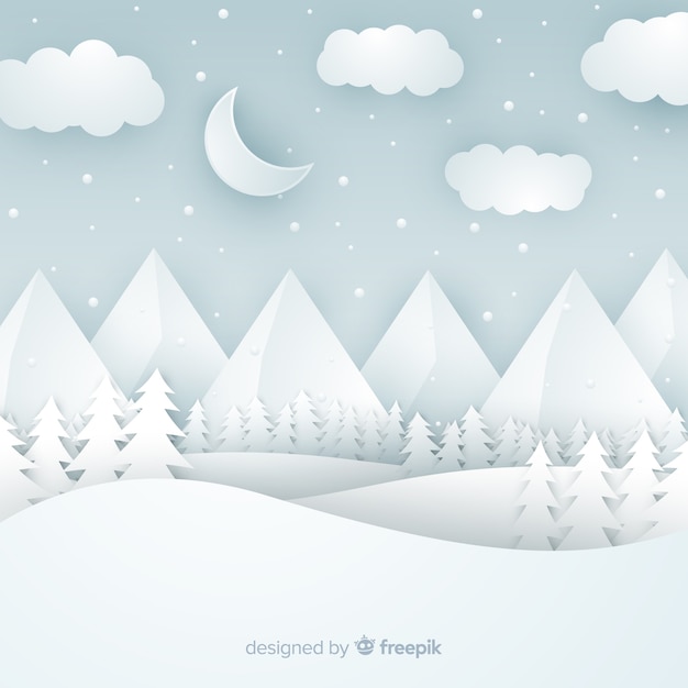 Vector gratuito fondo paisaje invierno recortado