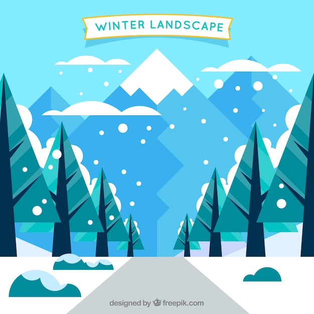 Vector gratuito fondo de paisaje de invierno