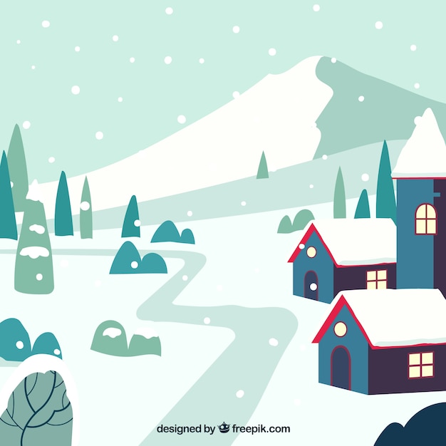 Vector gratuito fondo de paisaje de invierno