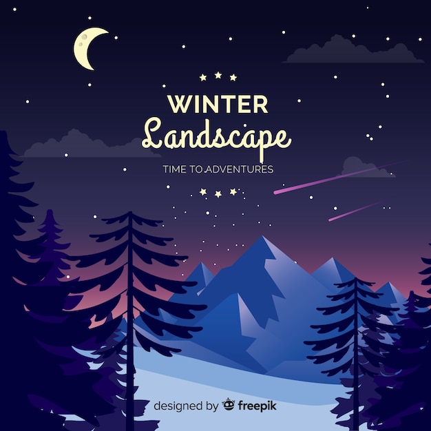 Vector gratuito fondo de paisaje de invierno