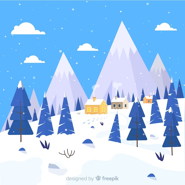 Vector gratuito fondo de paisaje de invierno