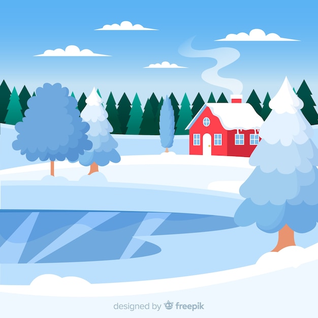 Vector gratuito fondo de paisaje de invierno