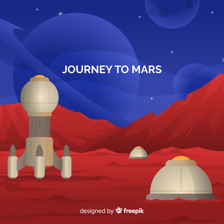 Vector gratuito fondo de paisaje de marte con diseño plano