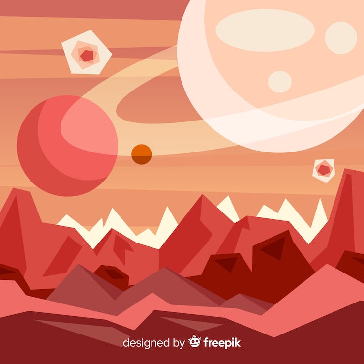 Vector gratuito fondo de paisaje de marte con diseño plano