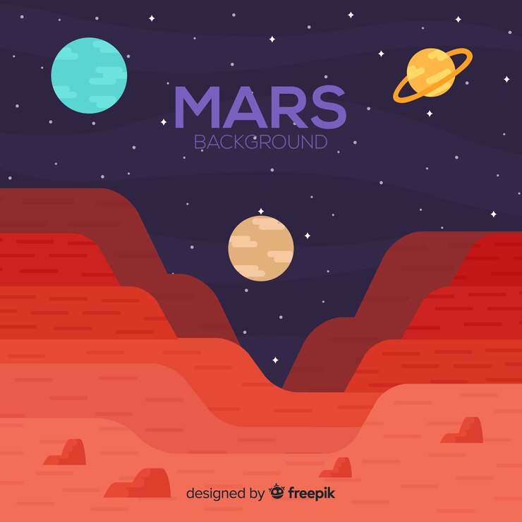 Vector gratuito fondo de paisaje de marte con diseño plano