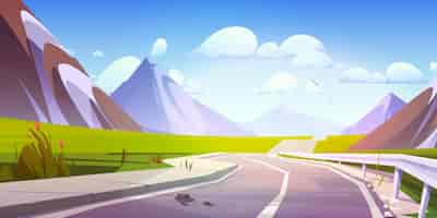 Vector gratuito fondo de paisaje de naturaleza de carretera de carretera de montaña