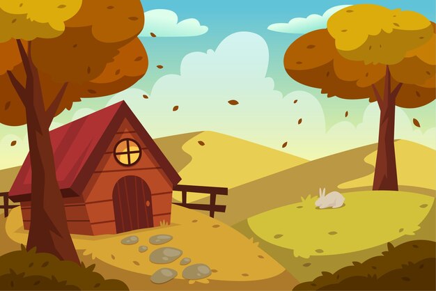 Fondo de paisaje plano autmn