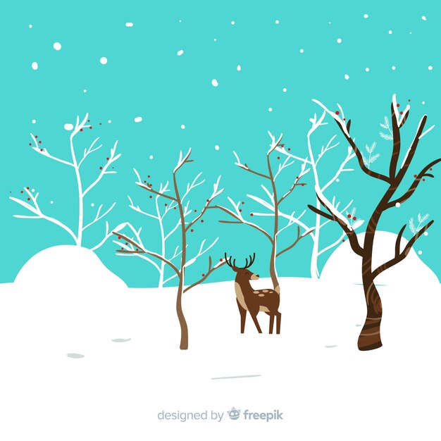 Fondo de paisaje plano de invierno