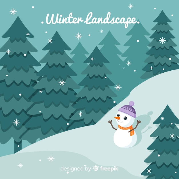 Fondo de paisaje plano de invierno