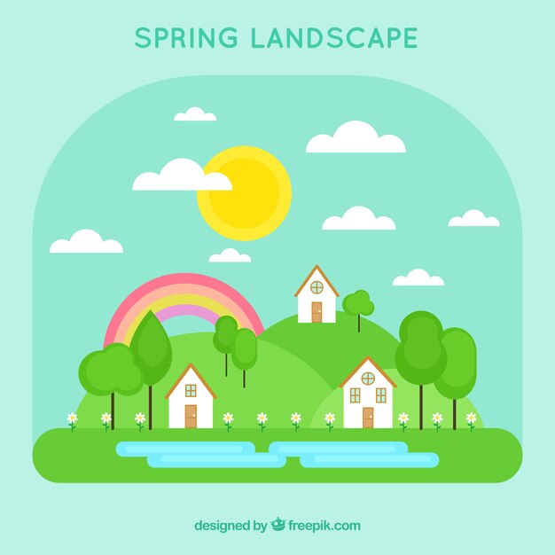 Fondo de paisaje de primavera