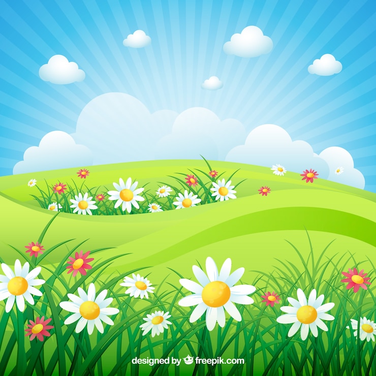 Vector gratuito fondo paisaje de primavera