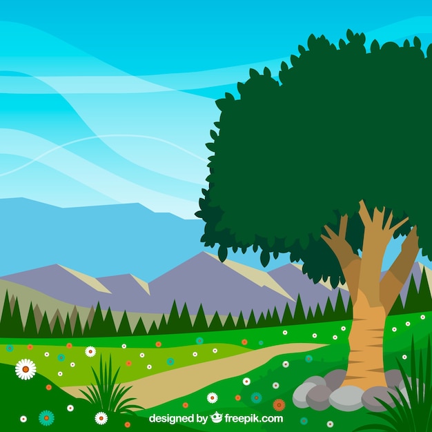 Vector gratuito fondo de paisaje de primavera