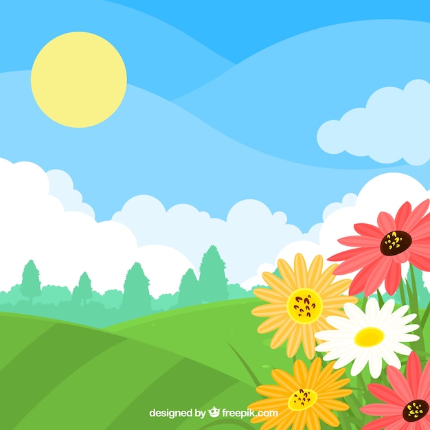 Fondo de paisaje de primavera