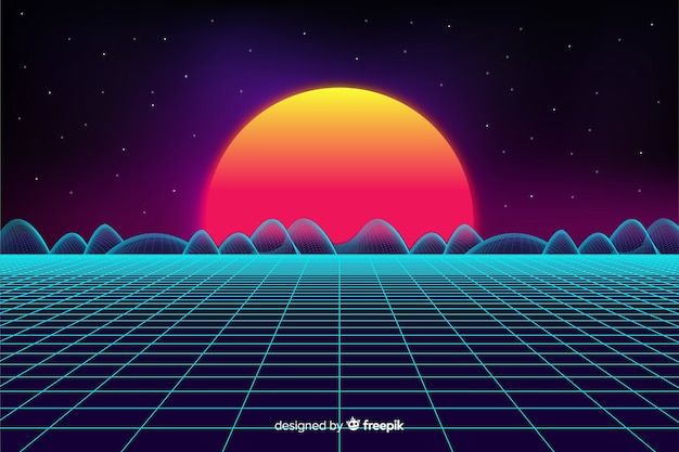 Fondo de paisaje retro futurista