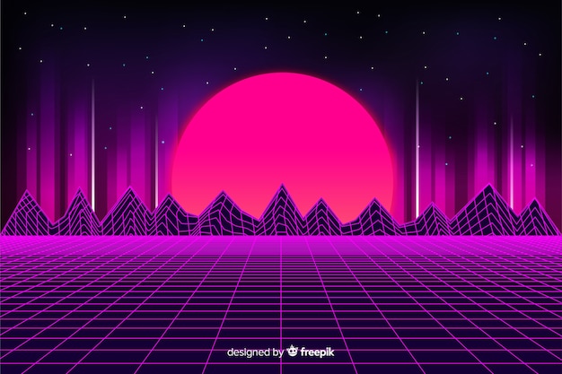 Fondo de paisaje retro futurista