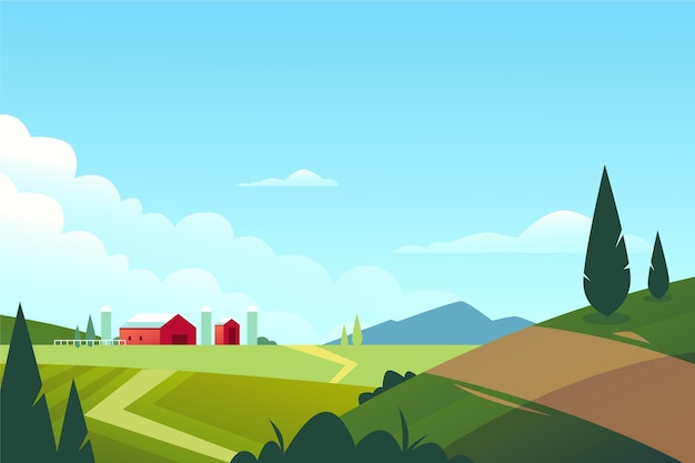 Vector gratuito fondo de paisaje rural degradado