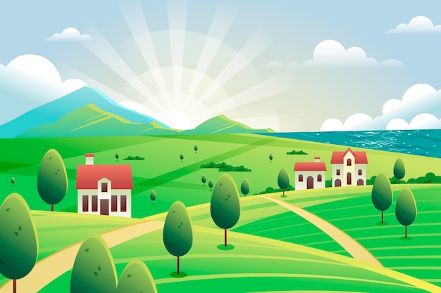 Vector gratuito fondo de paisaje rural degradado