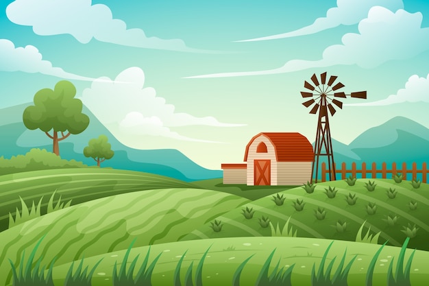 Fondo de paisaje rural degradado