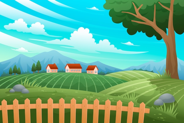 Vector gratuito fondo de paisaje rural degradado