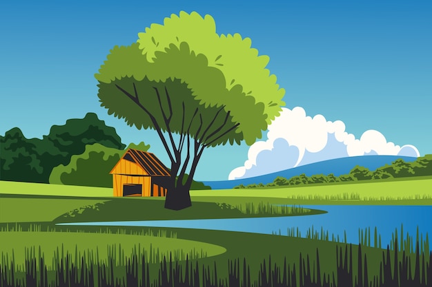 Vector gratuito fondo de paisaje rural dibujado a mano