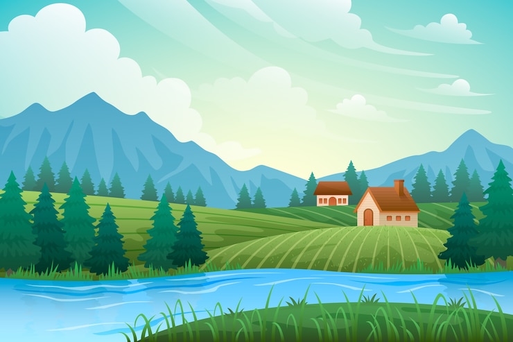 Vector gratuito fondo de paisaje rural en gradiente