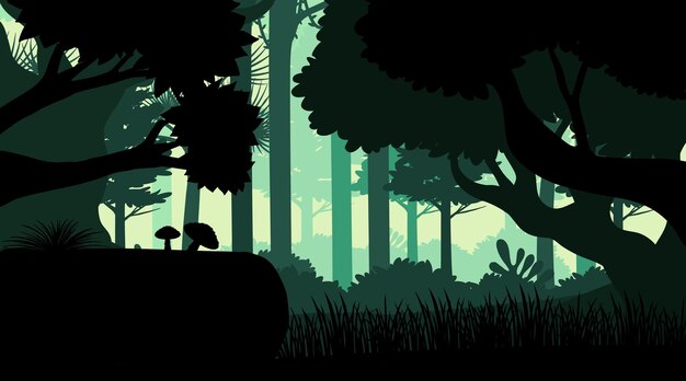 Fondo de paisaje de selva de silueta