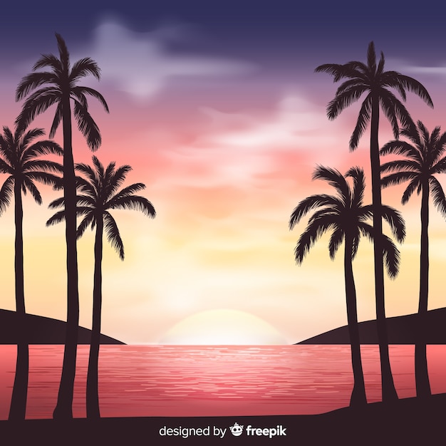 Vector gratuito fondo con paisaje tropical