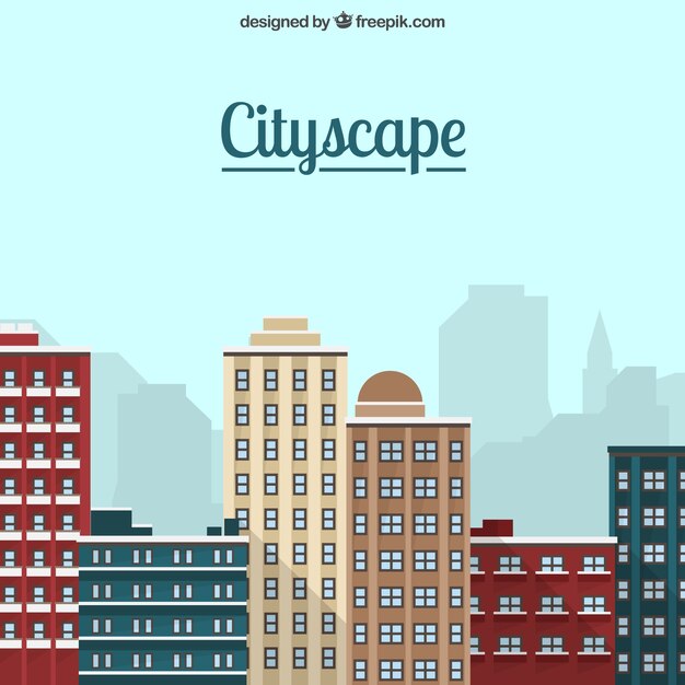 Fondo de paisaje urbano en diseño plano 