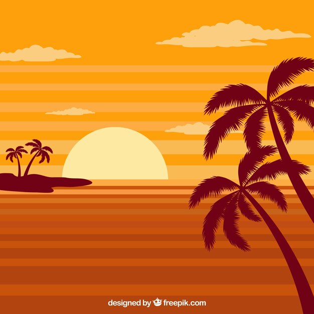 Fondo de paisaje veraniego al atardecer