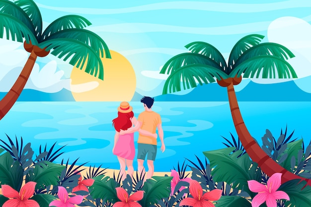 Fondo de paisaje de verano para el concepto de zoom