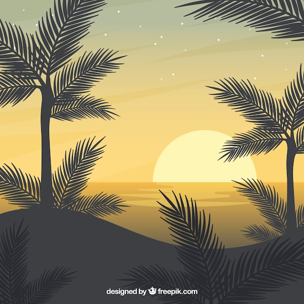 Fondo de paisaje de verano en diseño plano