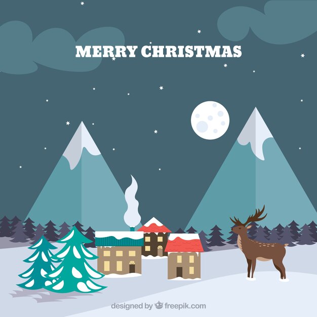 Vector gratuito fondo de paisanaje de navidad nevado