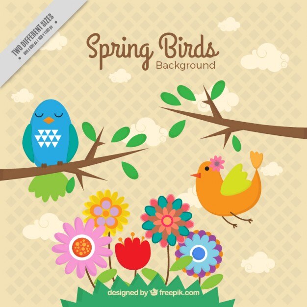 Fondo de pájaros primaverales