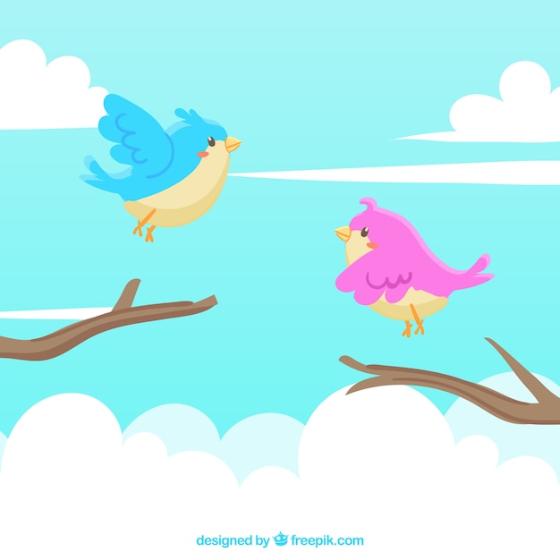 Fondo de pájaros en vuelo plano