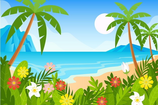 Fondo de palmeras y playa para video comunicación