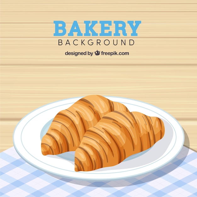 Vector gratuito fondo de panadería con croissants en estilo realista