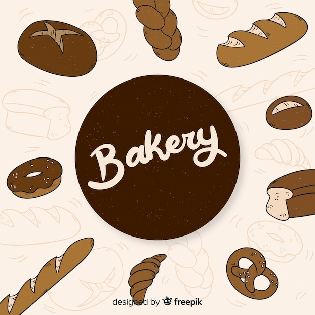Fondo de panadería dibujado a mano