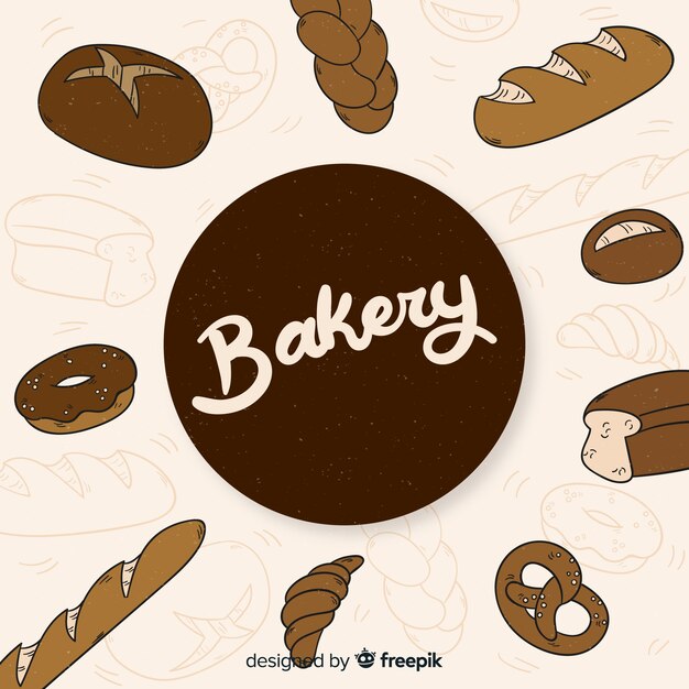 Fondo de panadería dibujado a mano