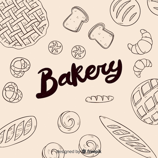 Fondo de panadería dibujado a mano