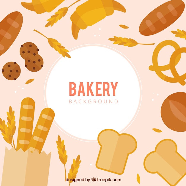 Vector gratuito fondo de panadería con dulces y pan