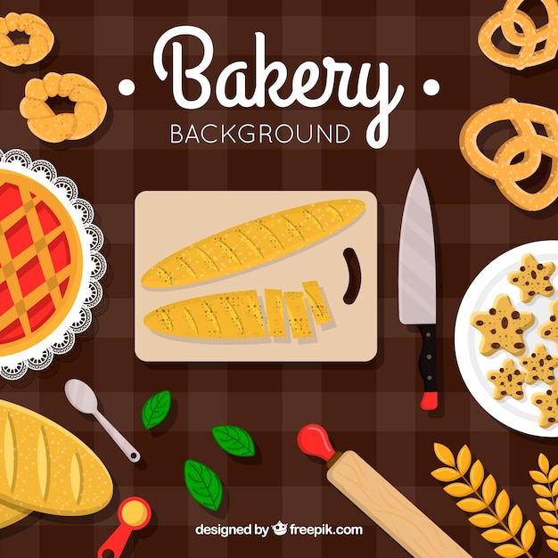 Vector gratuito fondo de panadería en estilo plano