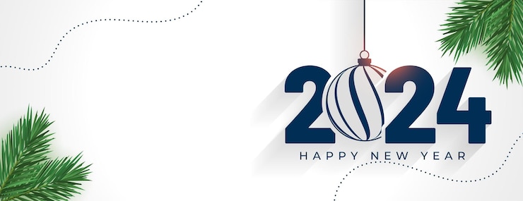 Vector gratuito fondo de pantalla de adorno de nochevieja 2024 con vector de hojas de pino de navidad