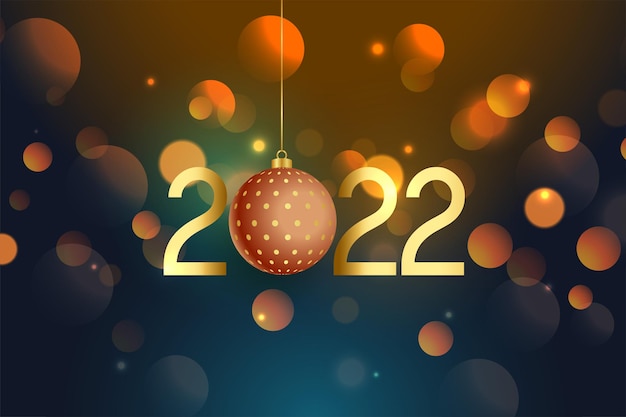 Fondo de pantalla de composición de año nuevo 2022 con fondo bokeh