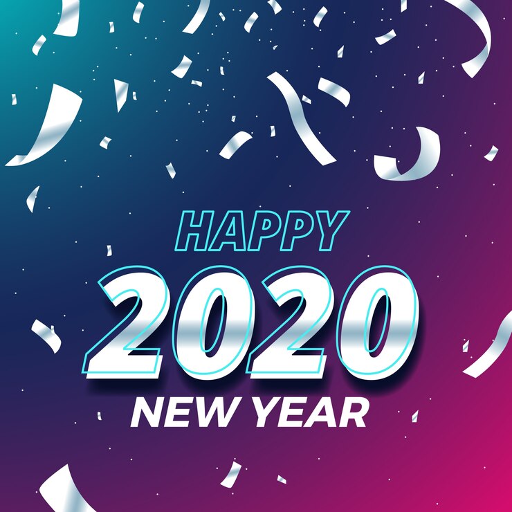 Vector gratuito fondo de pantalla de confeti año nuevo 2020