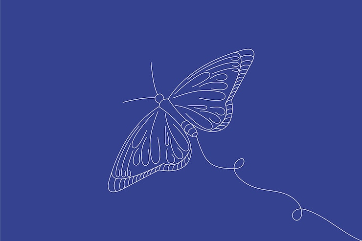 Vector gratuito fondo de pantalla con contorno lineal de mariposa plana
