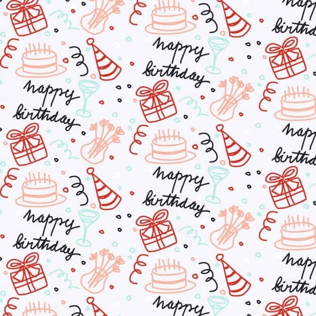 Vector gratuito fondo de pantalla de cumpleaños dibujado a mano