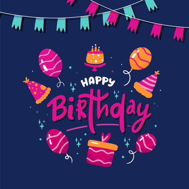 Fondo de pantalla de cumpleaños dibujado a mano